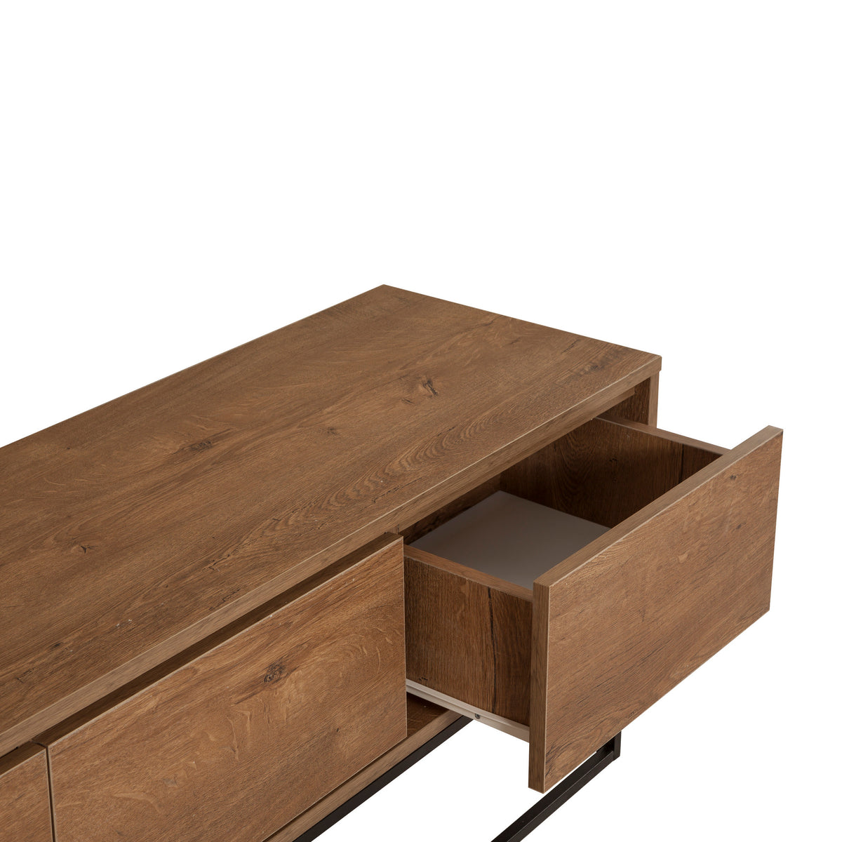 TV Furniture - TV Furniture Milo Walnut Black Melamine 140x50x40 cm - Dimehouse