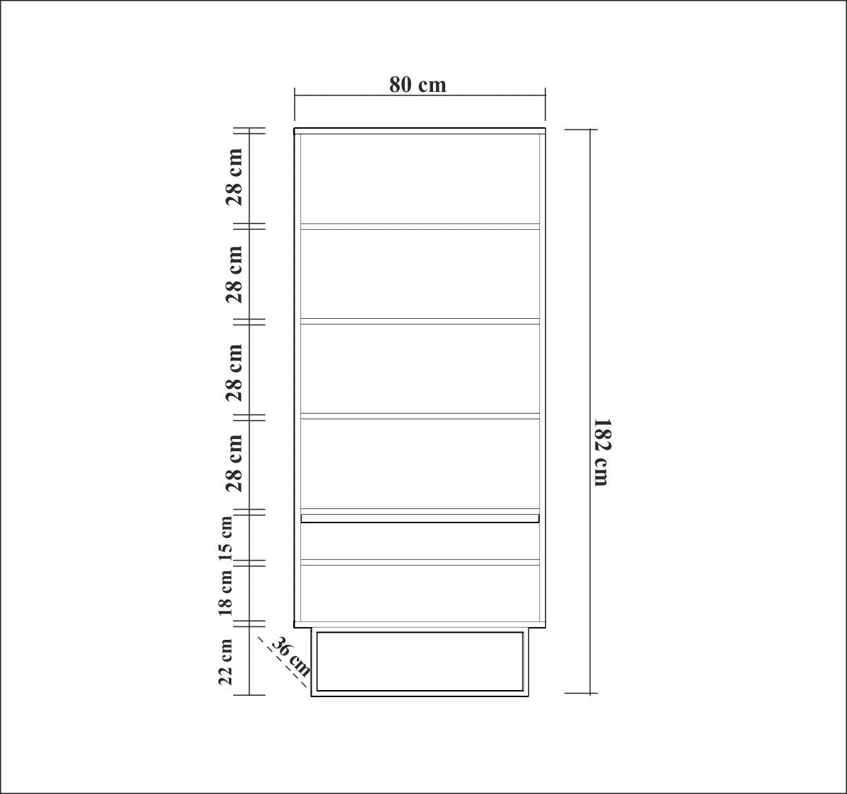 Bookcases - Bookcase walnut melamine Rea 80x182x36 cm - Dimehouse