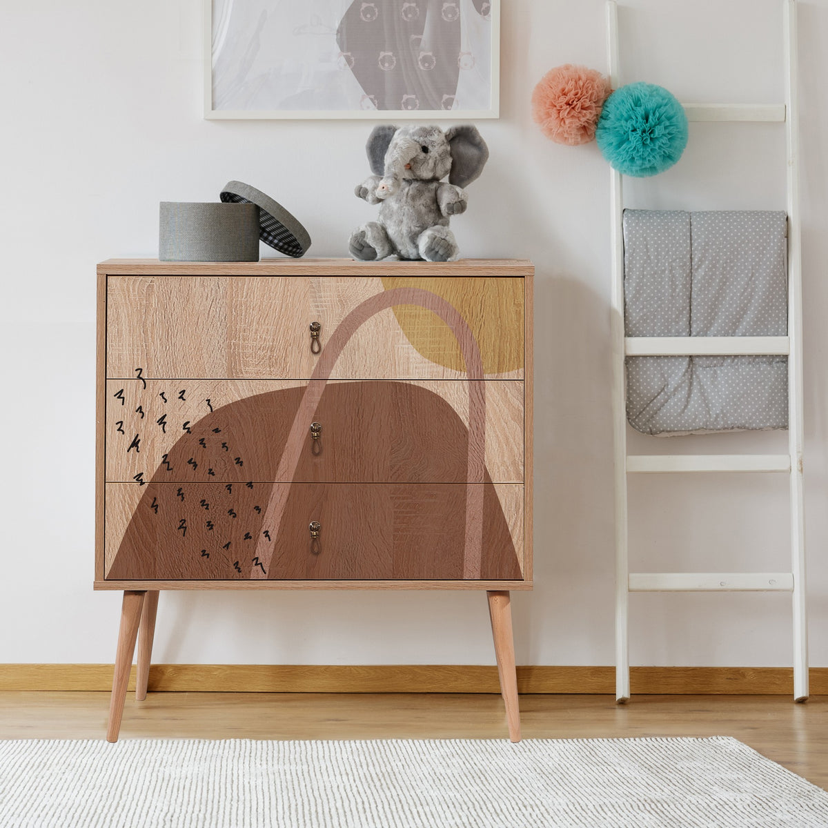 Chests of drawers - Chest of drawers City Trio Multicolor Melamine 80x89x40 cm - Dimehouse