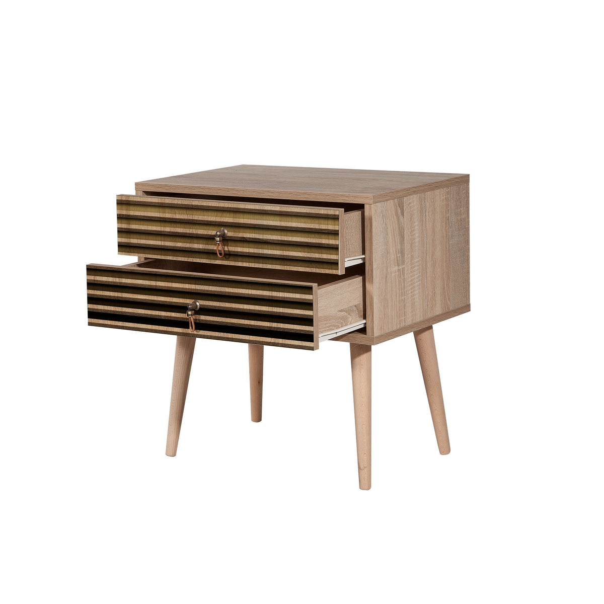 Bedside tables - Bedside table Catalina Sonoma Oak Melamine 60x61x40 cm - Dimehouse