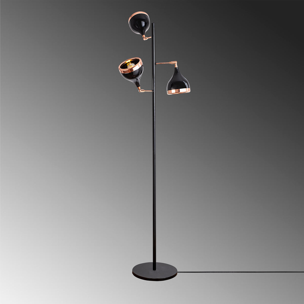 Floor lamps - Floor lamp 3 - lights Black Copper Metal Grip - Dimehouse