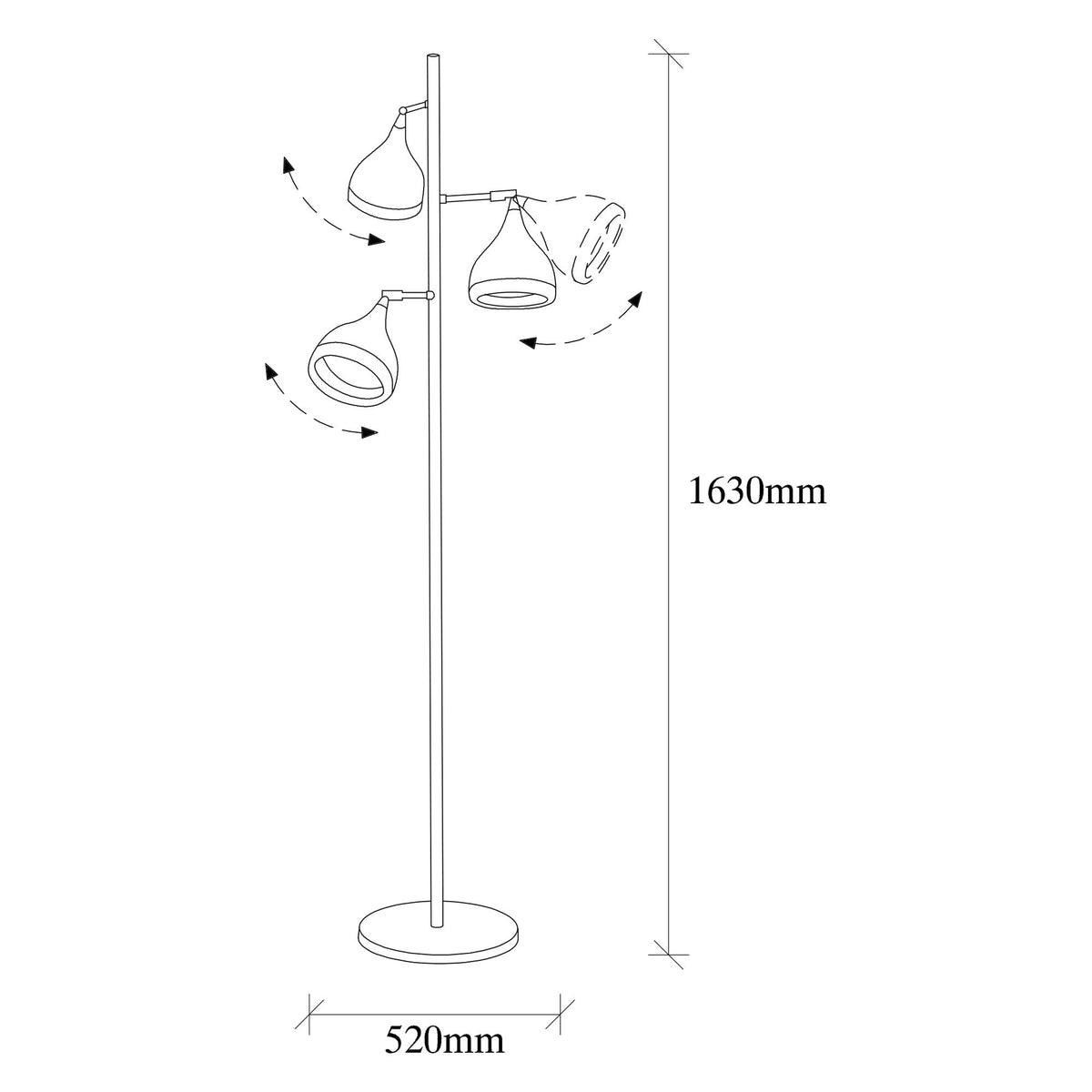 Floor lamps - Floor lamp 3 - lights Black Copper Metal Grip - Dimehouse