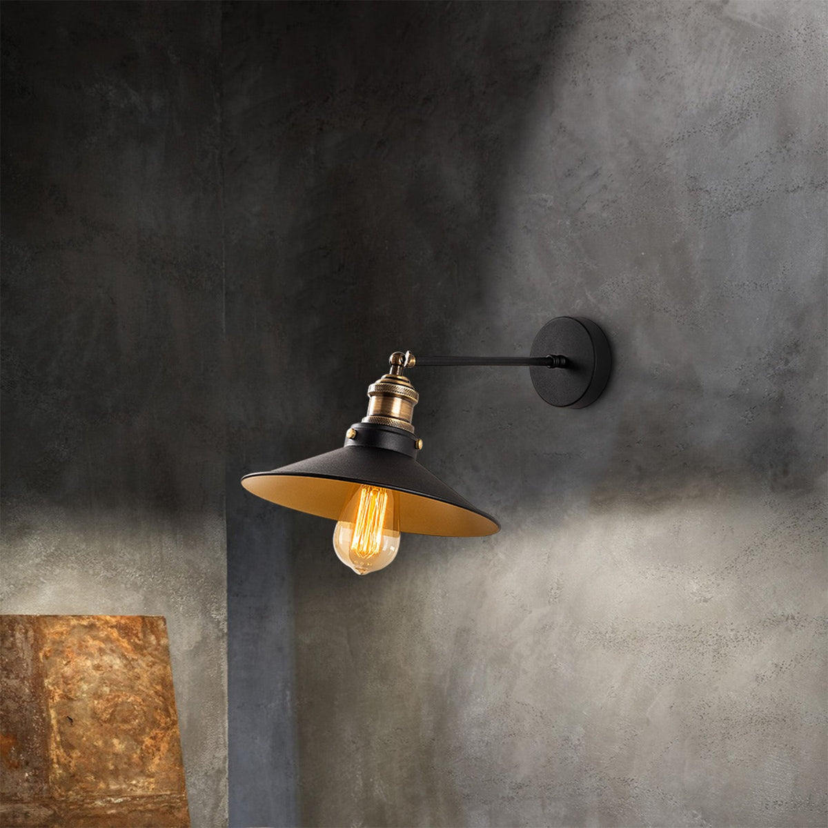 Wall lamps - Wall lamp Black Gold Metal Forge - Dimehouse