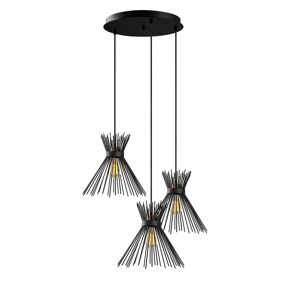 Hanging lamps - Hanging lamp 3 - light Stepped Black Metal Lyric - Dimehouse