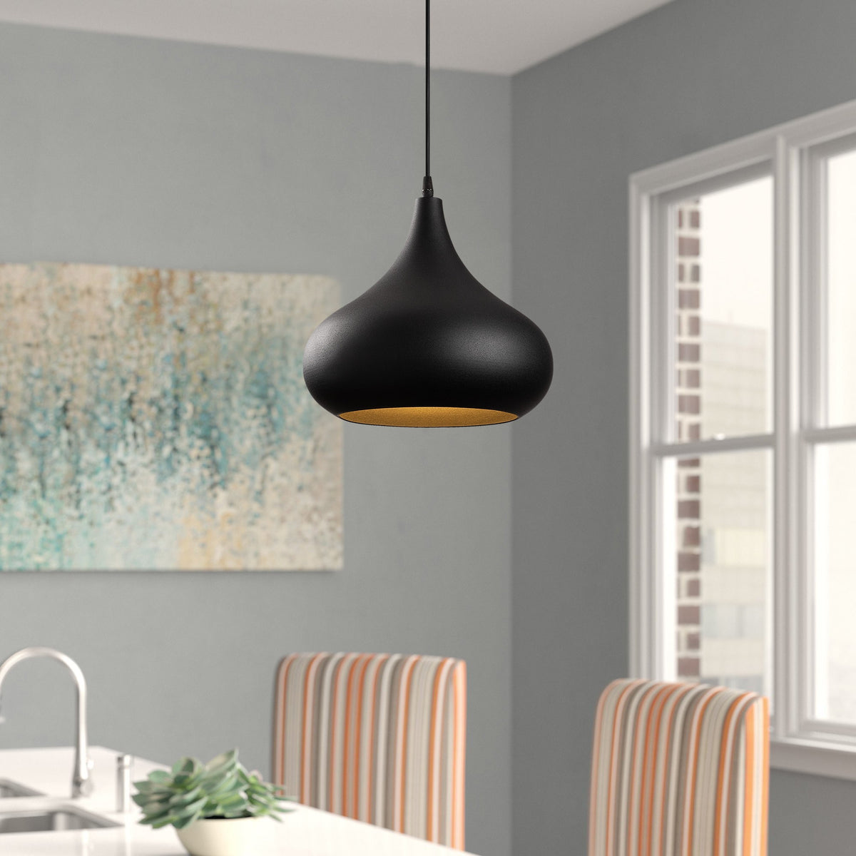 Hanging lamps - Hanging lamp Black Gold Metal Forge - Dimehouse
