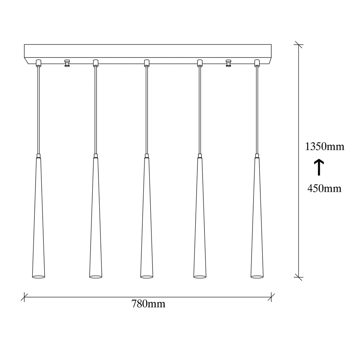 Hanging lamps - Hanging lamp 5 - lights Black Metal Vox - Dimehouse