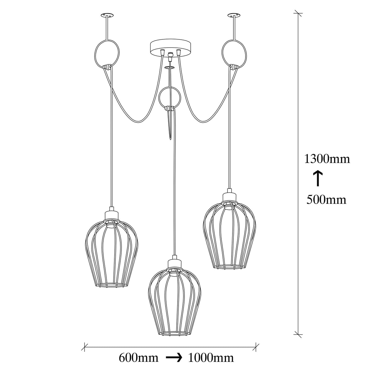 Hanging lamps - Hanging lamp 3 - lights Adjustable Black Metal Predator - Dimehouse