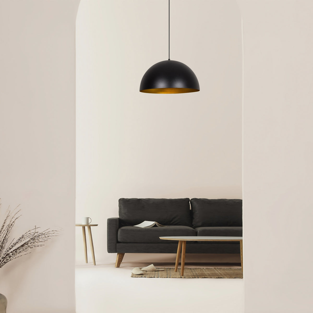 Hanging lamps - Hanging lamp 50 cm Black Gold Metal Echelon - Dimehouse