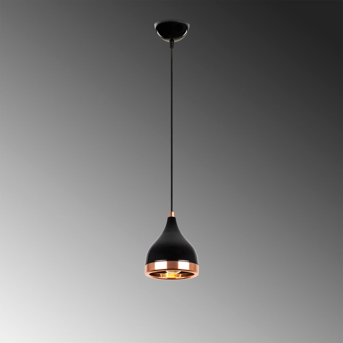 Hanging lamps - Hanging lamp 1 - light Black Copper Round Metal Grip - Dimehouse