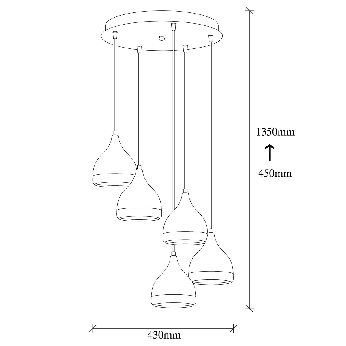 Hanging lamps - Hanging lamp 5 - lights Stepped Black Copper Metal Grip - Dimehouse