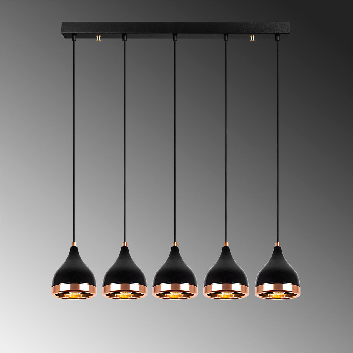Hanging lamps - Hanging lamp 5 - lights Black Copper Metal Grip - Dimehouse