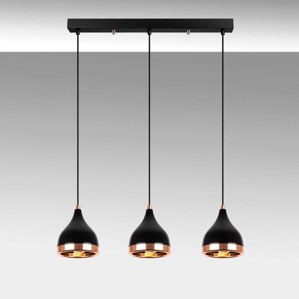 Hanging lamps - Hanging lamp 3 - lights Black Copper Metal Grip - Dimehouse