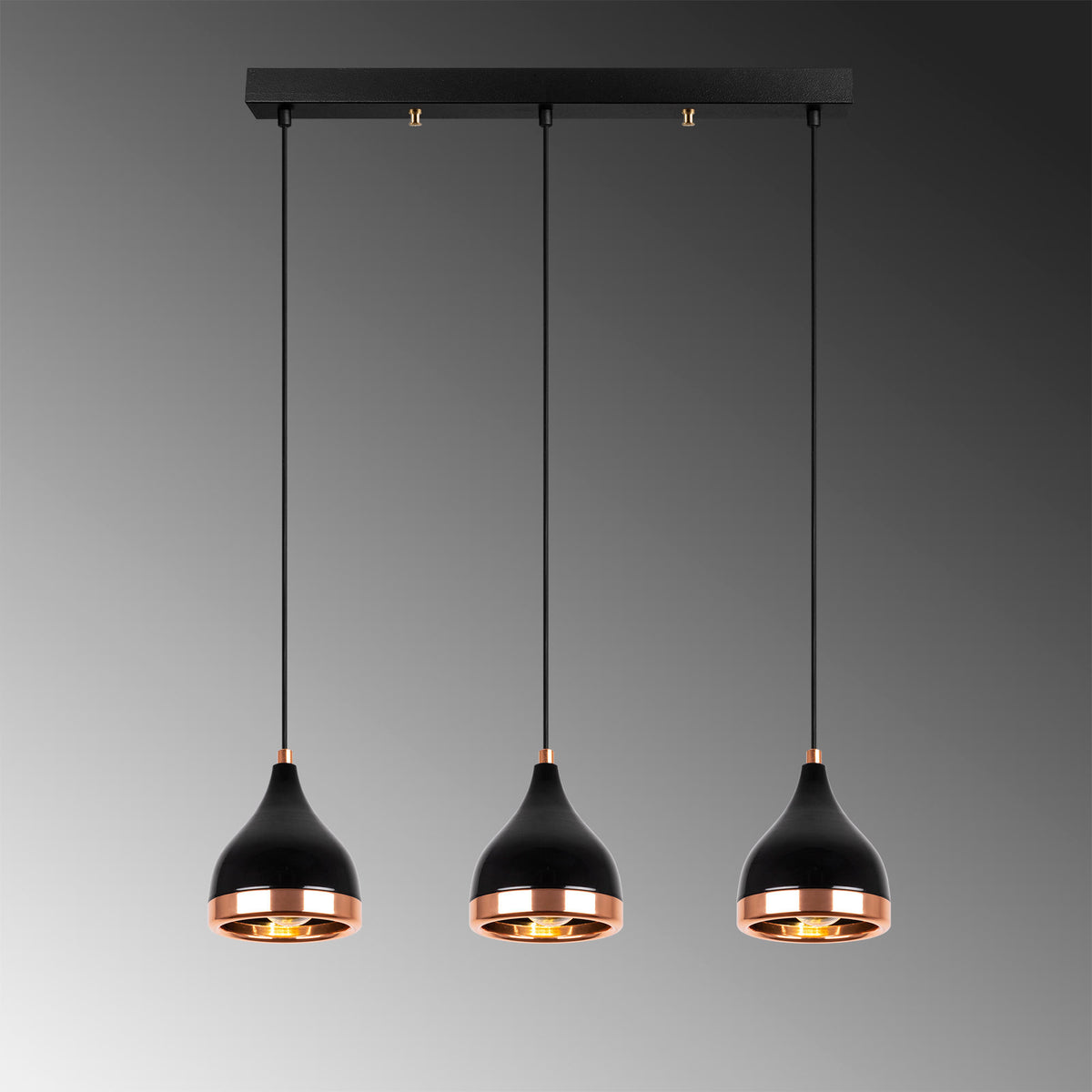 Hanging lamps - Hanging lamp 3 - lights Black Copper Metal Grip - Dimehouse