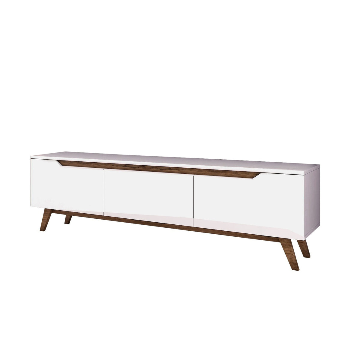 TV Furniture - TV Furniture Osiris White Dark Walnut Melamine 180x48.6x35 cm - Dimehouse
