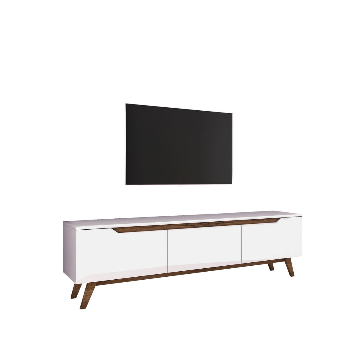 TV Furniture - TV Furniture Osiris White Dark Walnut Melamine 180x48.6x35 cm - Dimehouse