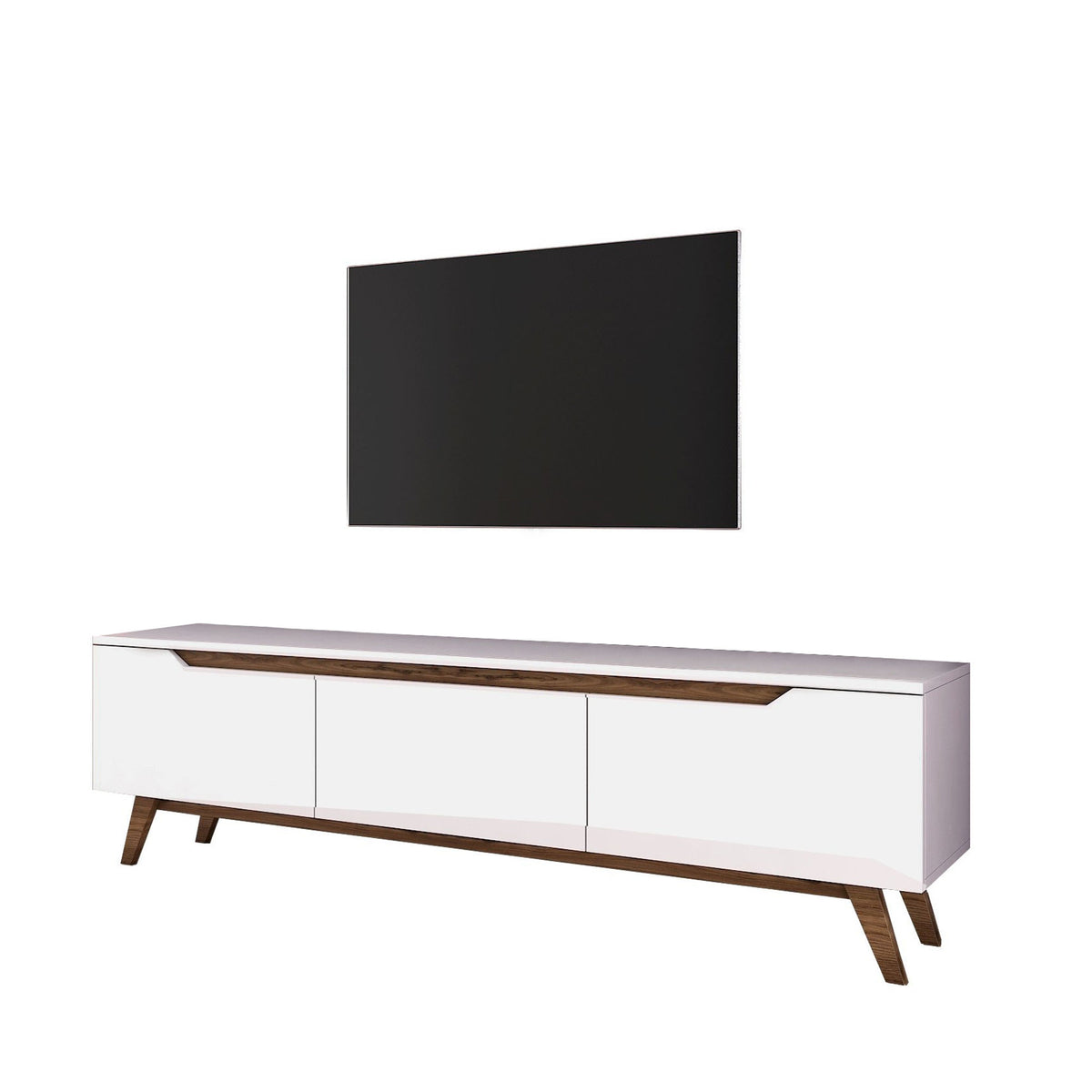 TV Furniture - TV Furniture Osiris White Dark Walnut Melamine 180x48.6x35 cm - Dimehouse