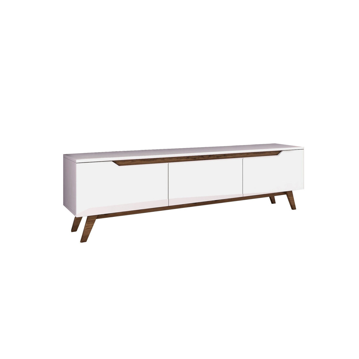 TV Furniture - TV Furniture Osiris White Dark Walnut Melamine 180x48.6x35 cm - Dimehouse