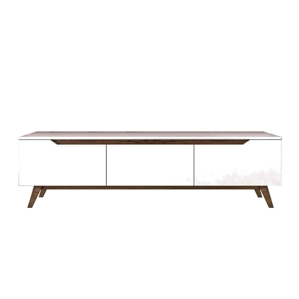 TV Furniture - TV Furniture Osiris White Dark Walnut Melamine 180x48.6x35 cm - Dimehouse