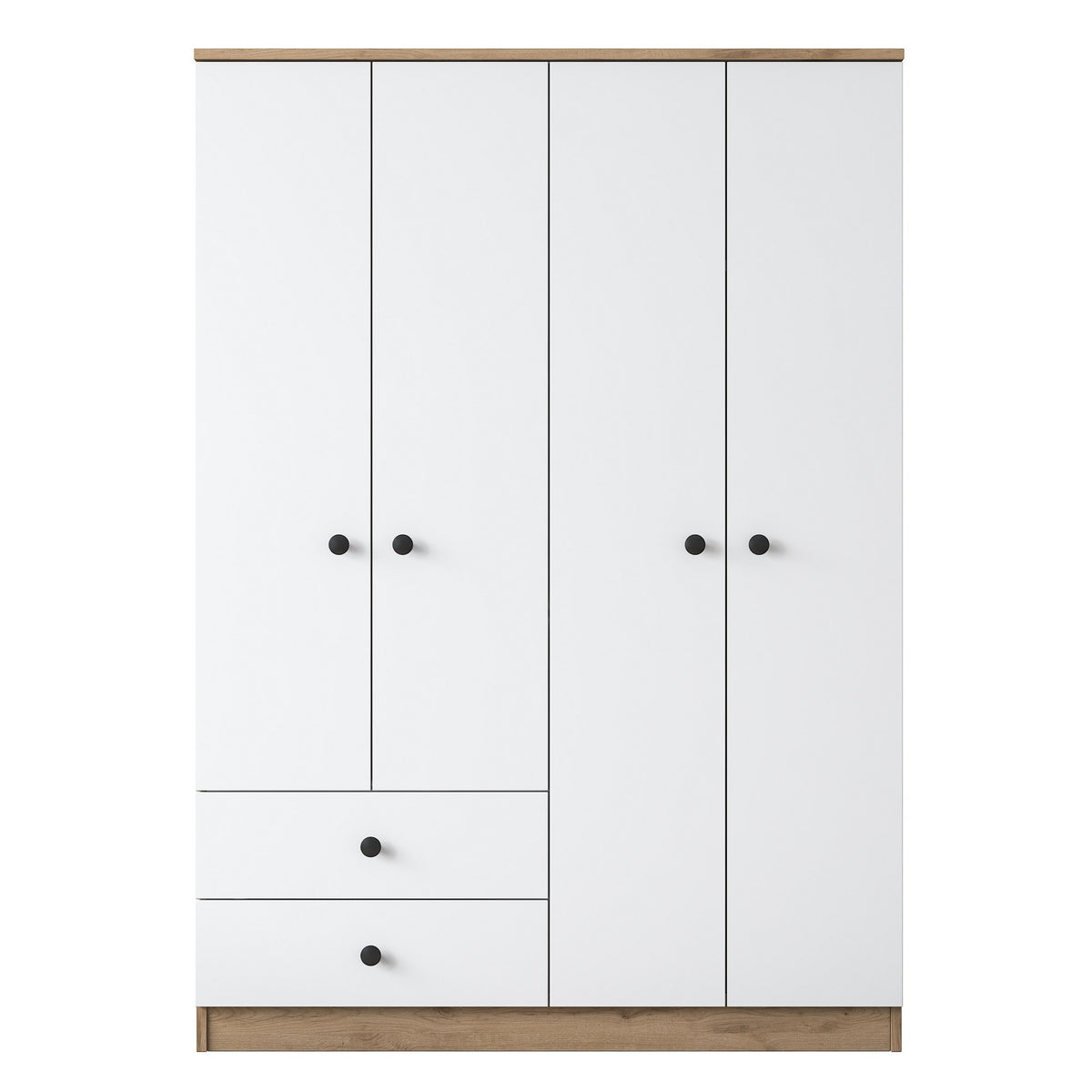 Wardrobes - Wardrobe Walnut White Melamine - Hang and lay - 120x170x42.5 cm - Aspen - Dimehouse