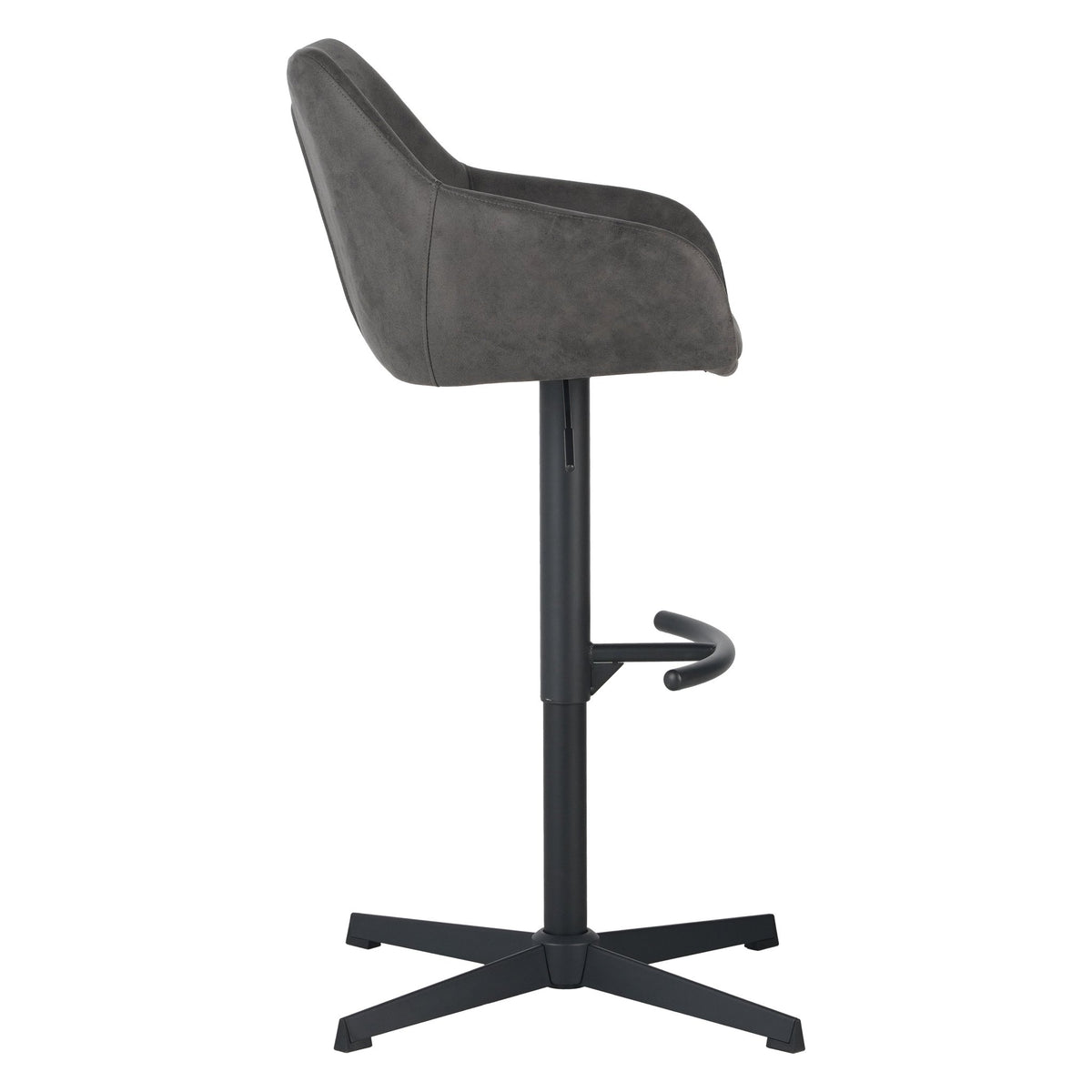 Bar Stools - Venom Bar Stool Anthracite Eco - leather - Adjustable Swivel Bar Chair with Armrest - Dimehouse