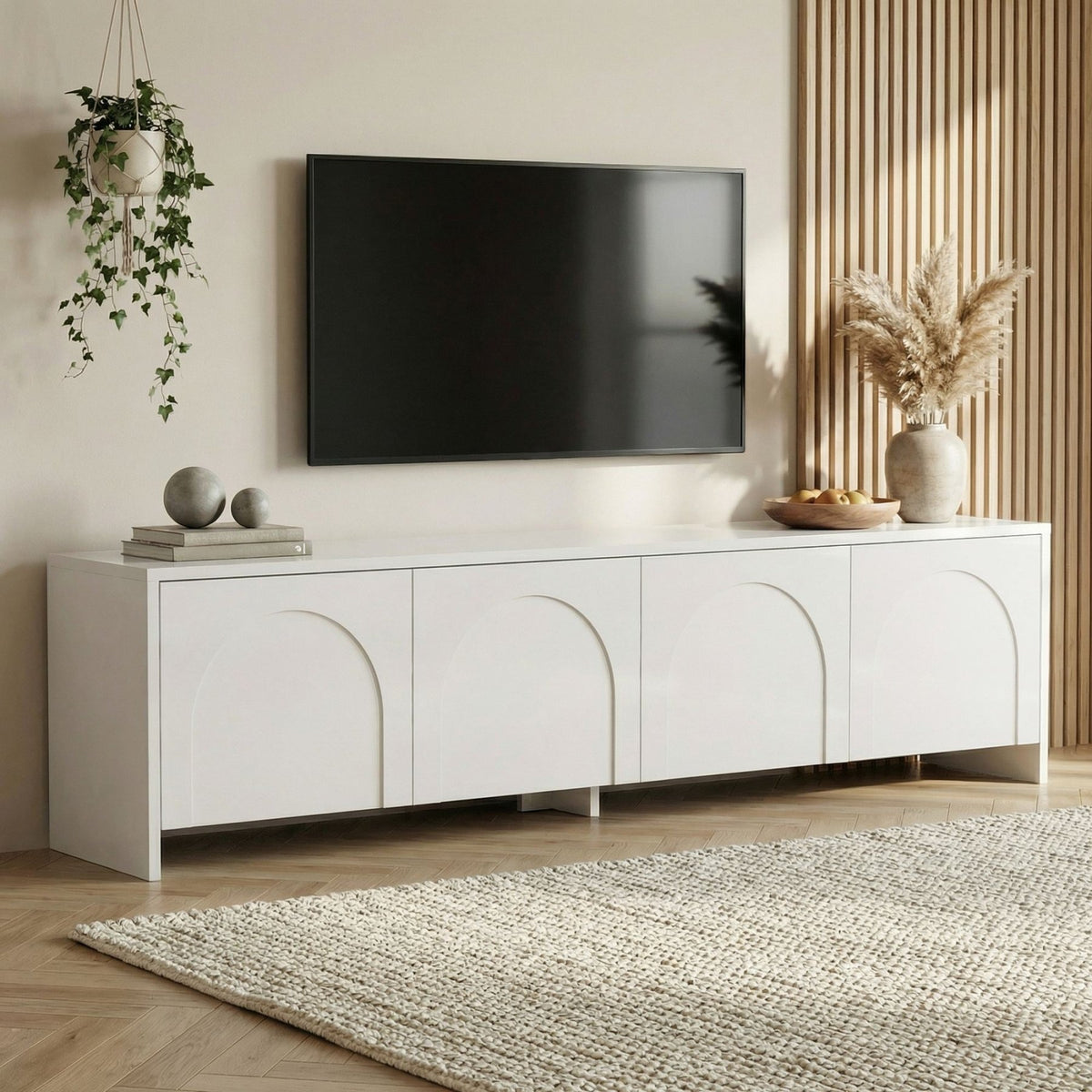 Aurelia TV cabinet white 180 cm Melamine-coated wood