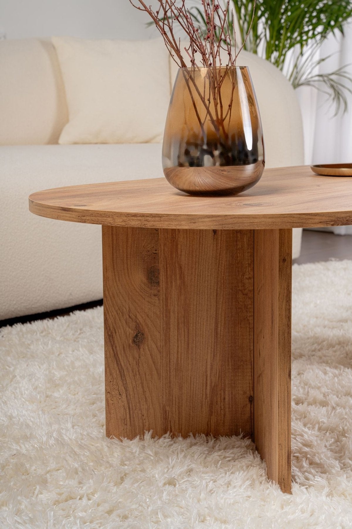 Coffee tables - Coffee table pine wood melamine arc shape Koda 119x60 cm - Dimehouse