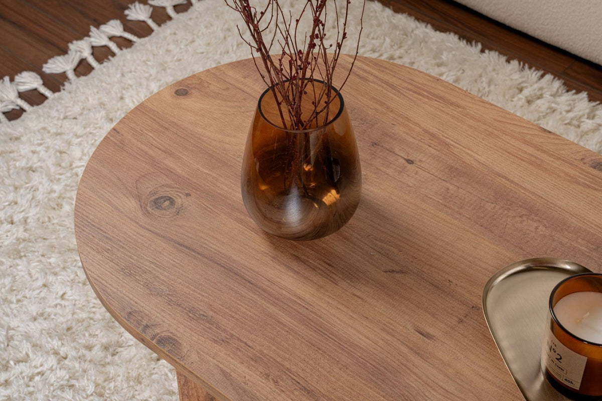 Coffee tables - Coffee table pine wood melamine arc shape Koda 119x60 cm - Dimehouse