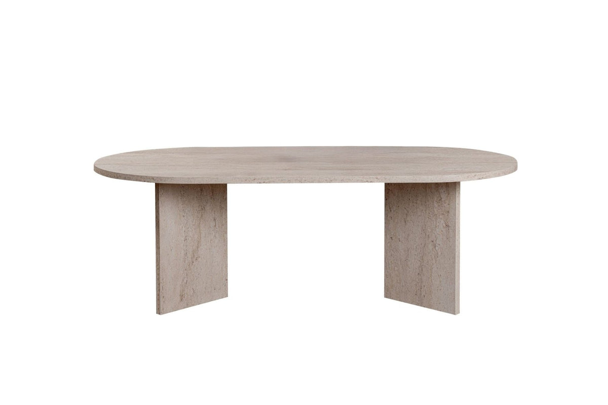 Coffee tables - Oval coffee table travertine melamine - Japandi - 119x60 cm - Sota - Dimehouse
