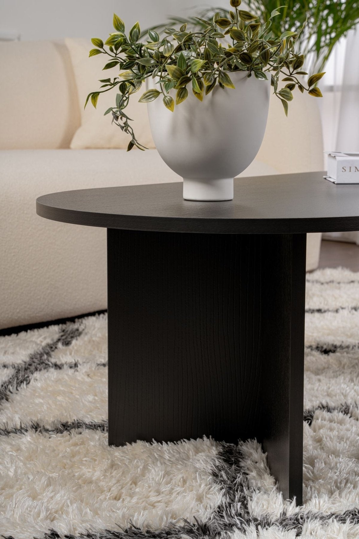 Coffee tables - Oval coffee table Black melamine - Japandi - 119x60 cm - Sota - Dimehouse