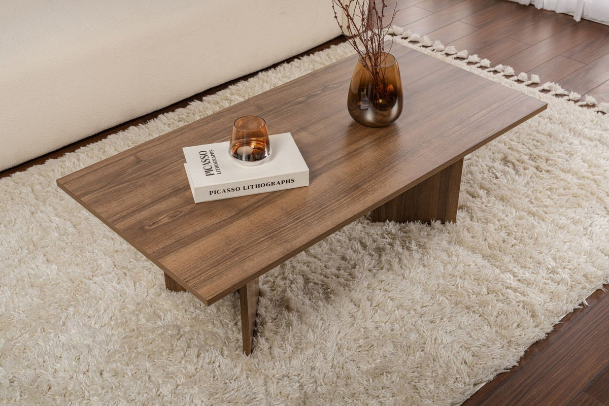 Coffee tables - Rectangular Coffee Table Siban Walnut wood look - 119x60 cm - Dimehouse