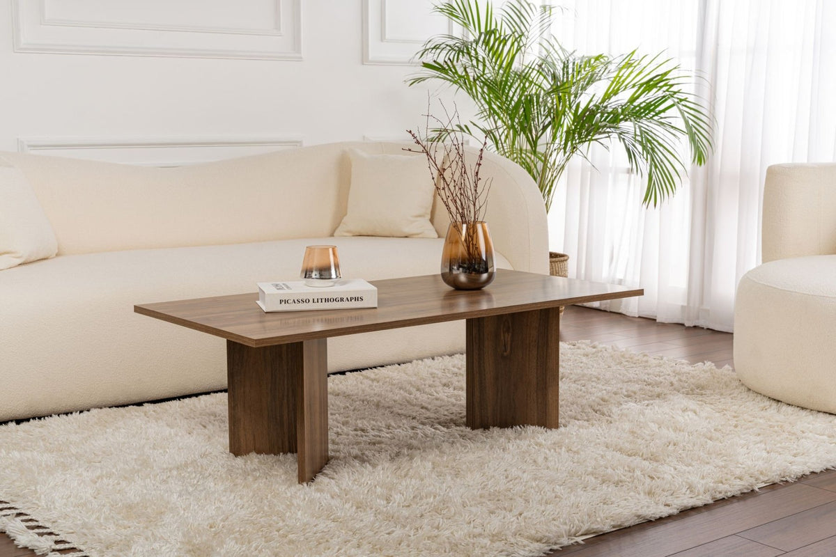 Coffee tables - Rectangular Coffee Table Siban Walnut wood look - 119x60 cm - Dimehouse