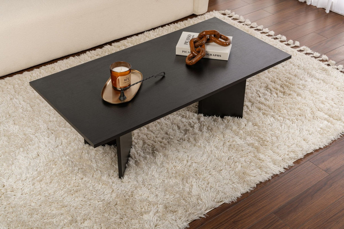 Coffee tables - Rectangular Coffee Table Siban Black wood look - 119x60 cm - Dimehouse