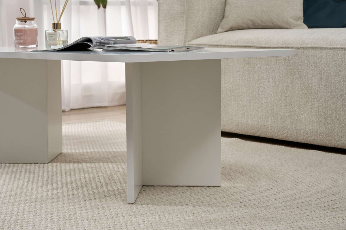 Coffee tables - Rectangular coffee table white melamine Sabin 119x60 cm - Dimehouse