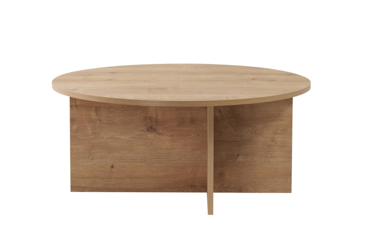 Coffee tables - Round coffee table Oak melamine - 90x90x40 cm - Dakota - Dimehouse