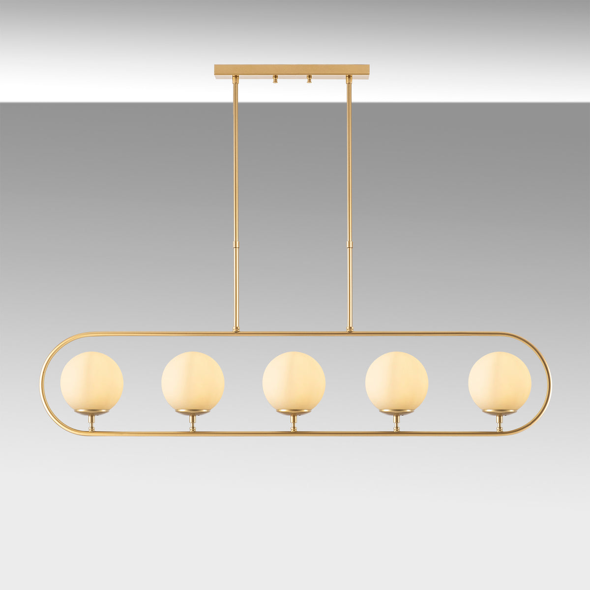Hanging lamps - Hanging lamp 5 - lights Gold Beige Glass Lucent - Dimehouse