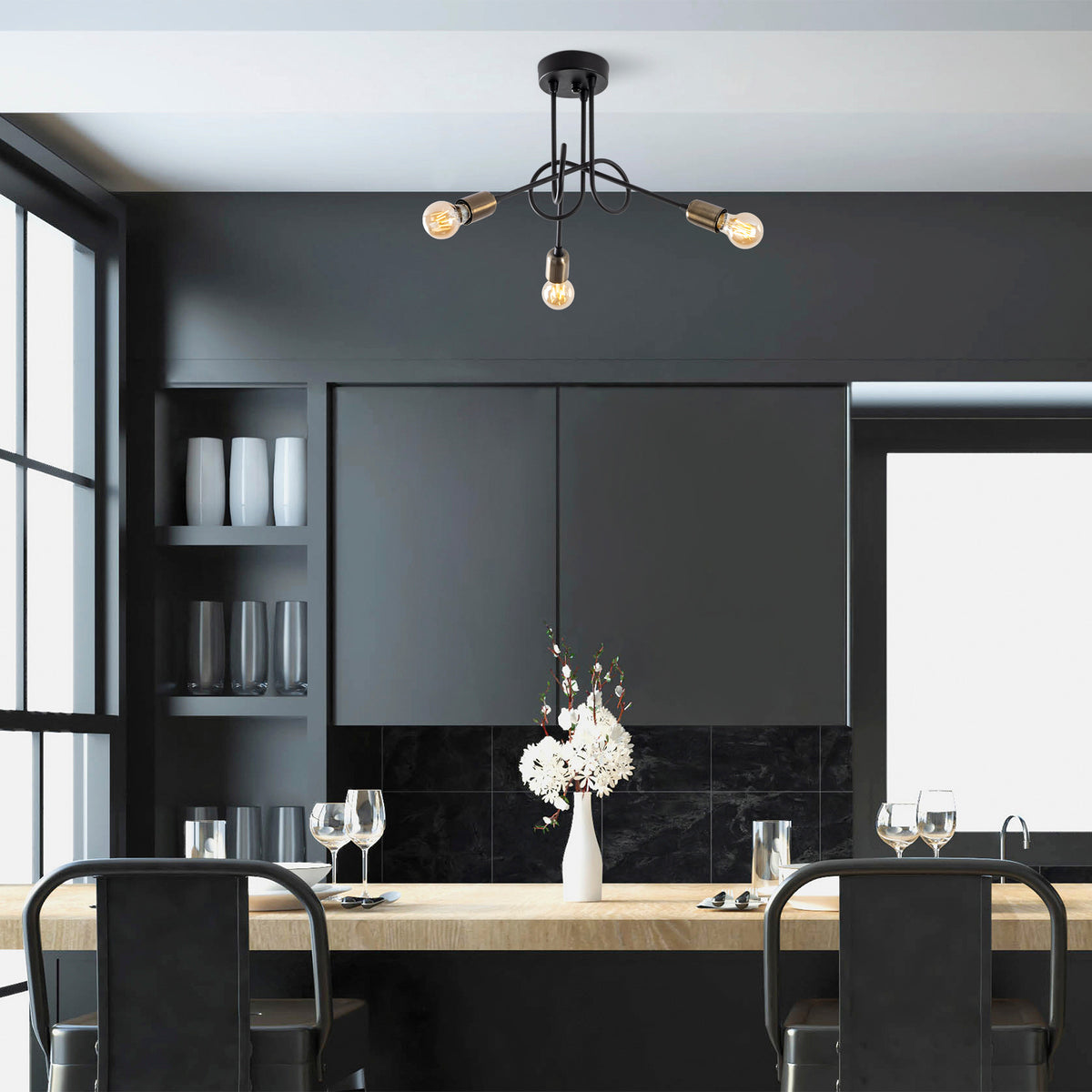 Hanging lamps - Hanging lamp 3 - lights Black Metal Pulse - Dimehouse