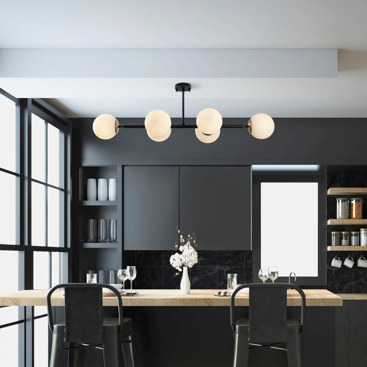 Hanging lamps - Hanging lamp 6 - lights Cream Glass Radiance - Dimehouse