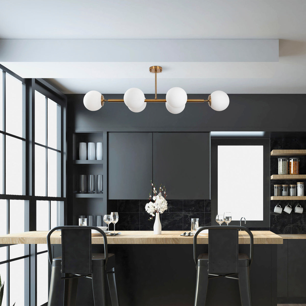 Hanging lamps - Hanging lamp 6 - light Bronze-colored Glass Radiance - Dimehouse