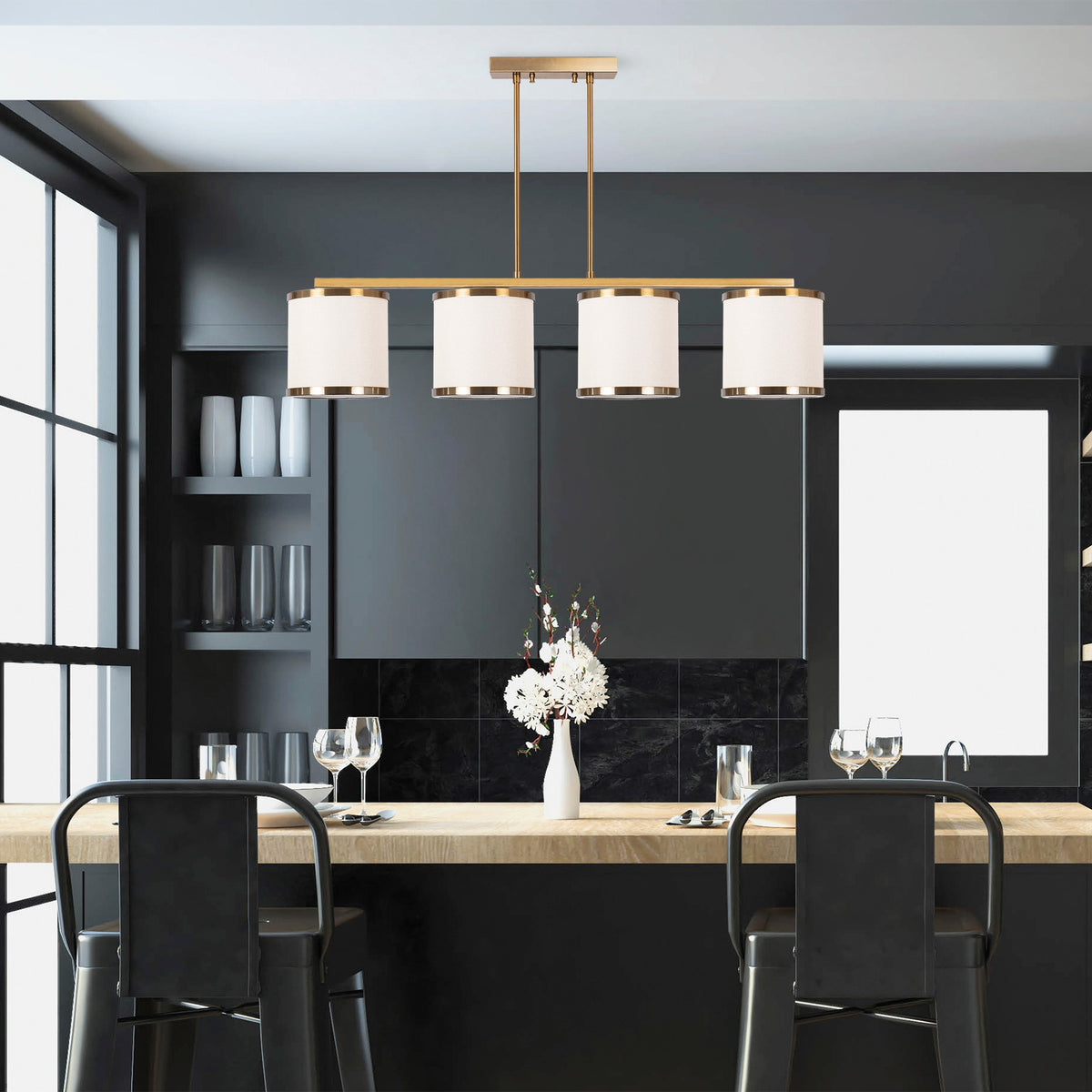 Hanging lamps - Hanging lamp 4 - light Bronze-colored Dust Frost - Dimehouse