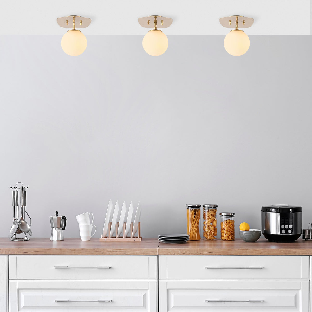 Ceiling lamps - Ceiling lamp 1 - light Gold Glass Axel - Dimehouse