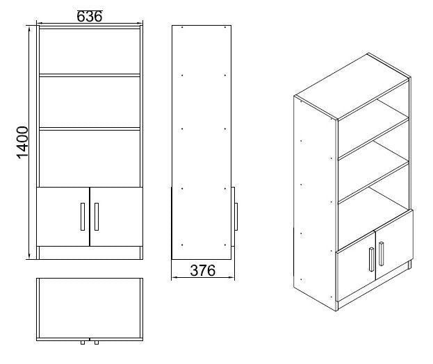 Bookcases - Bookcase Aventur Walnut Anthracite Melamine 63.6x140x37.6 cm - Dimehouse