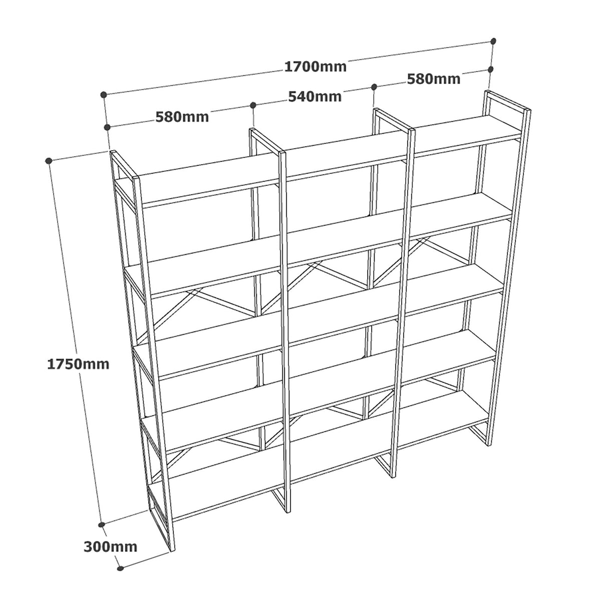 Bookcases - Bookcase Valdis Marble White Gold Melamine 170x175x30 cm - Dimehouse