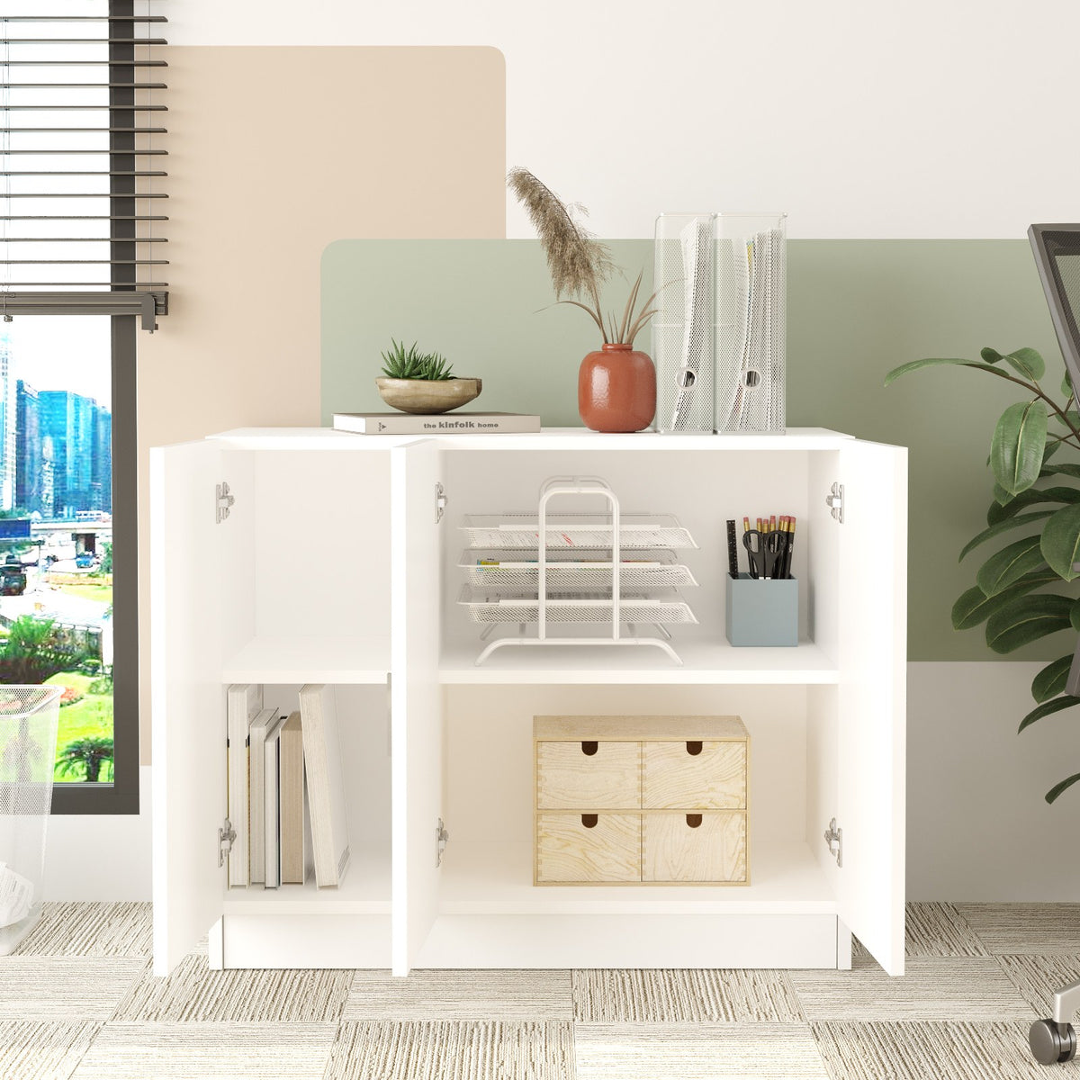 Wall cabinets - Wall cabinet Delta White Melamine 89.9x73.8x38.1 cm - Dimehouse