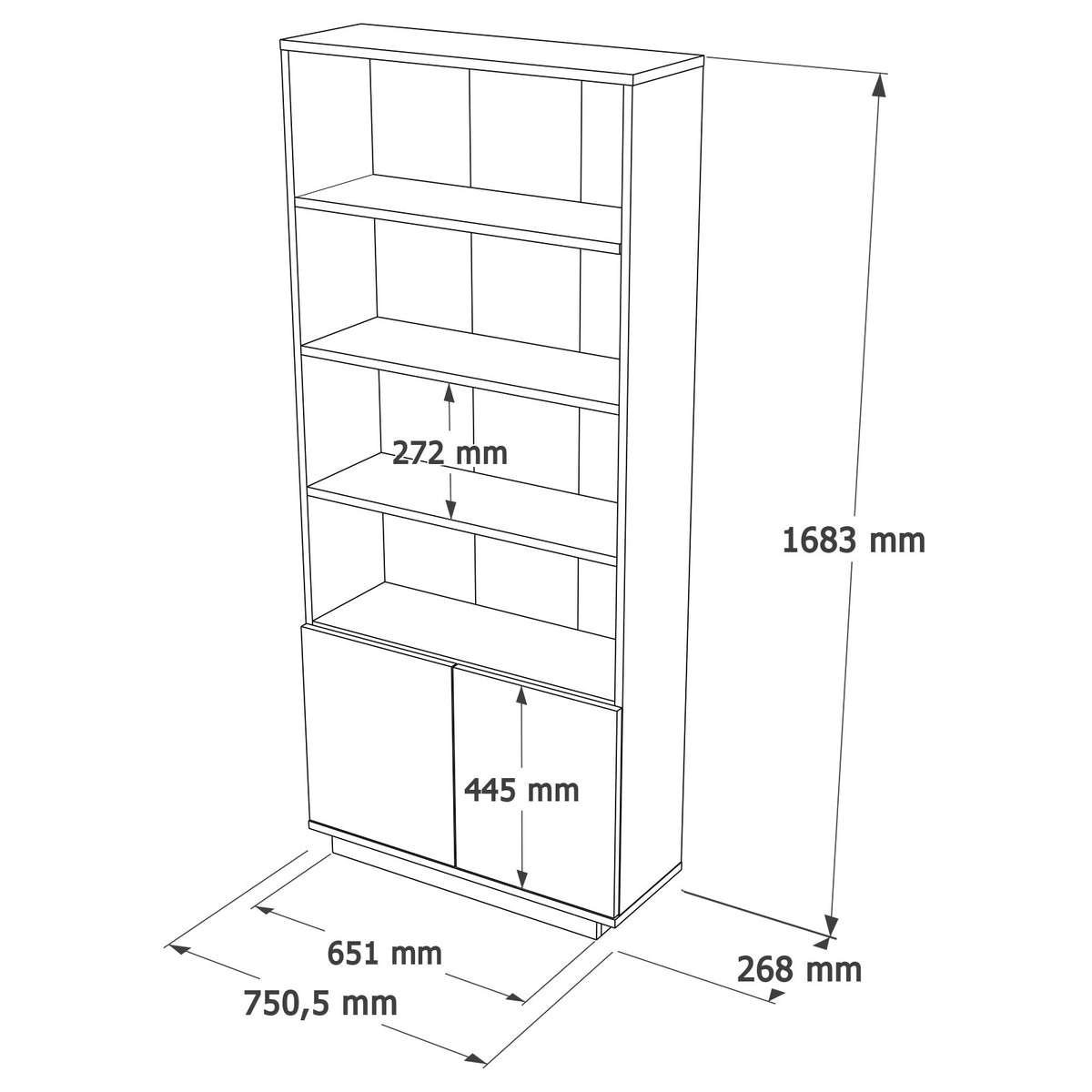Bookcases - Bookcase Nautica Atlantic Pine White Melamine 75x168.3x26.8 cm - Dimehouse