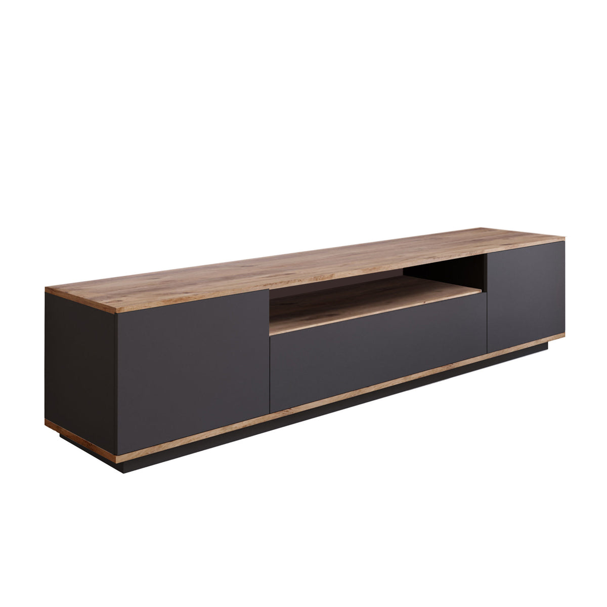 TV Furniture - TV Furniture Vesper Atlantic Pine Anthracite Melamine 180x44.6x44.5 cm - Dimehouse