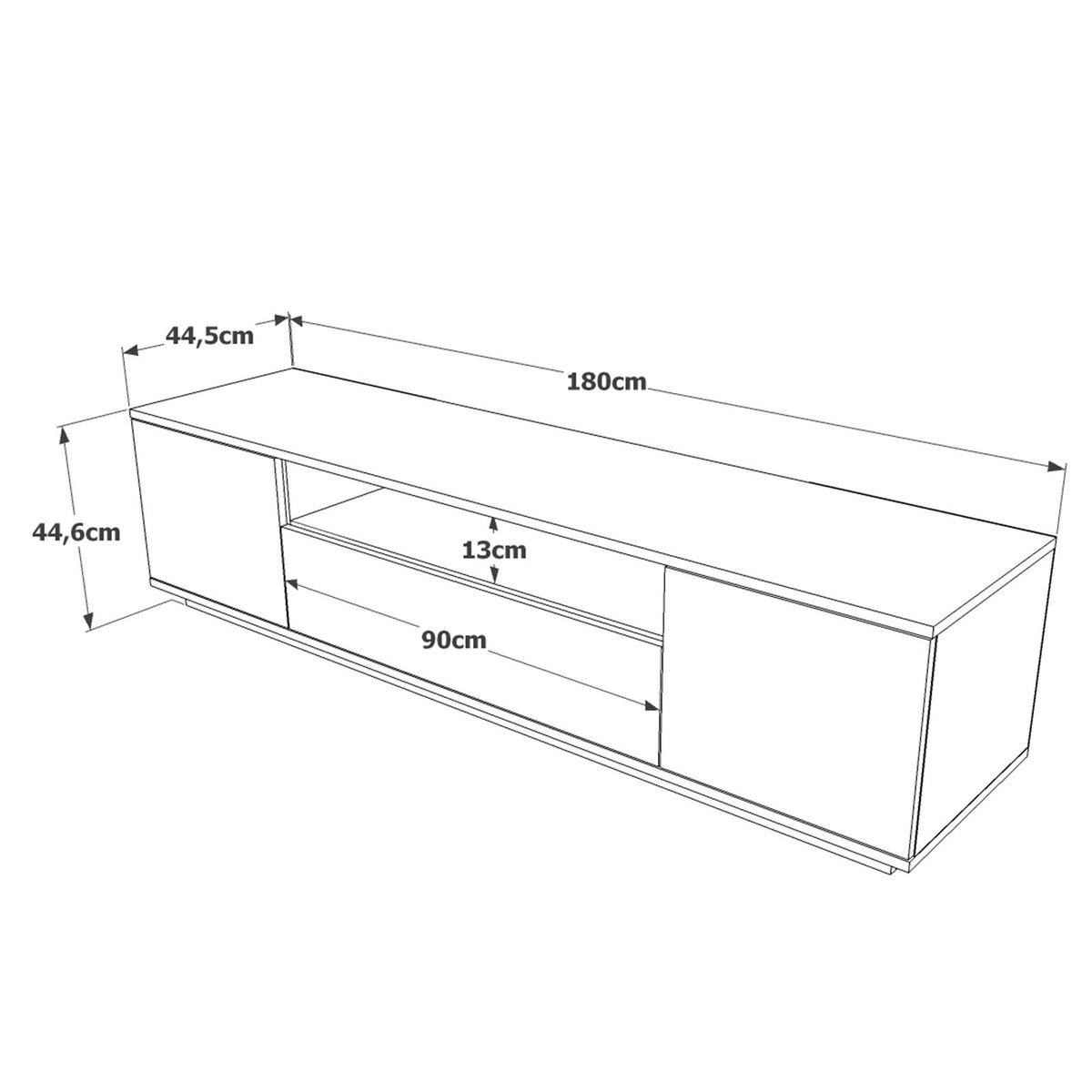 TV Furniture - TV Furniture Vesper Atlantic Pine Anthracite Melamine 180x44.6x44.5 cm - Dimehouse
