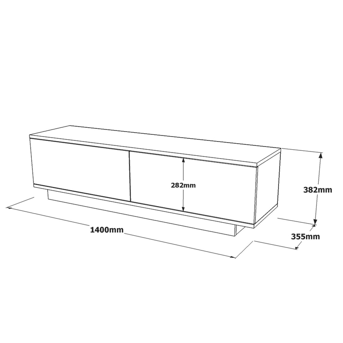 TV Furniture - TV Furniture Merida Black Melamine 140x38.2x35.5 cm - Dimehouse