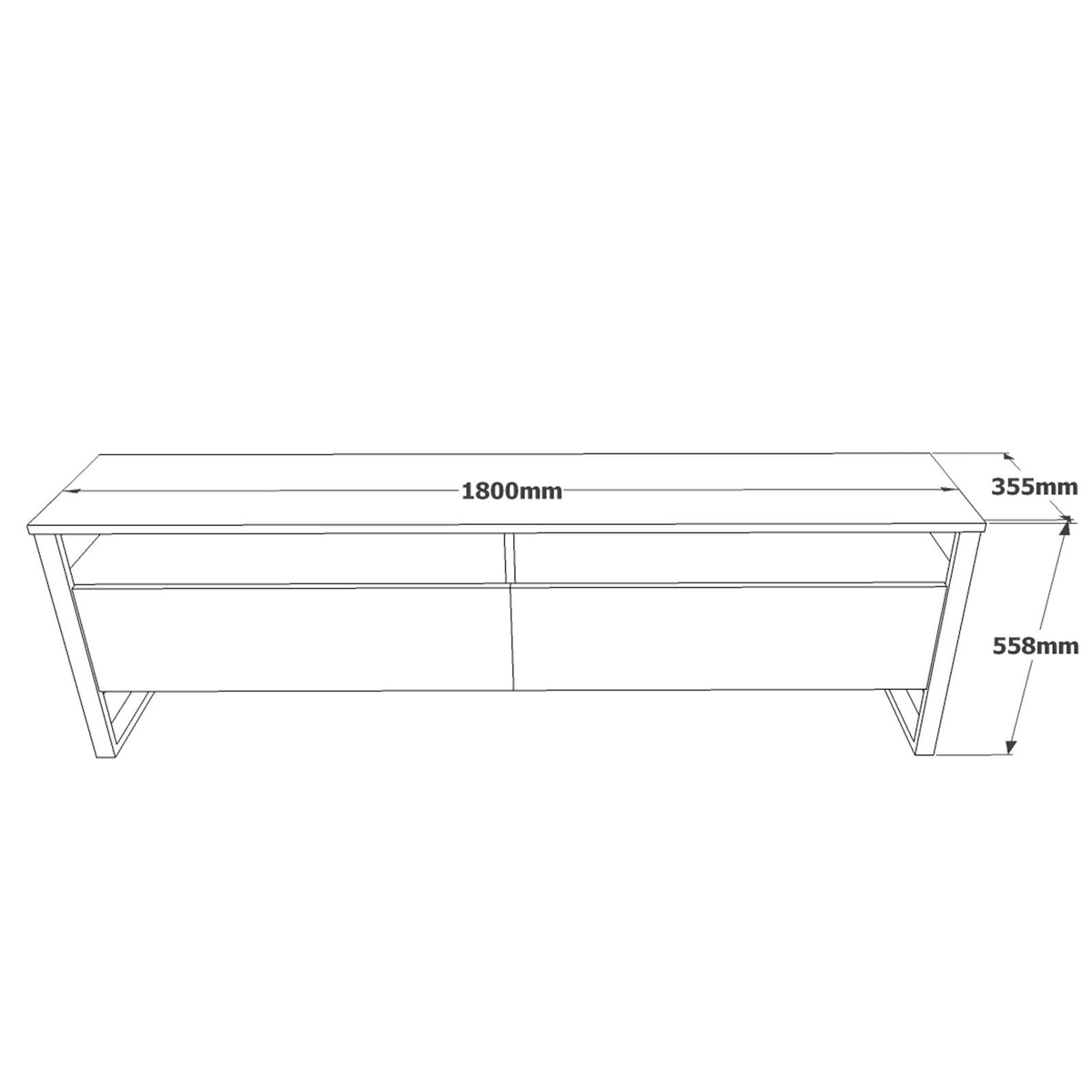 TV Furniture - TV Furniture Set Sable Atlantic Pine Melamine 180x56x35.5 cm - Dimehouse