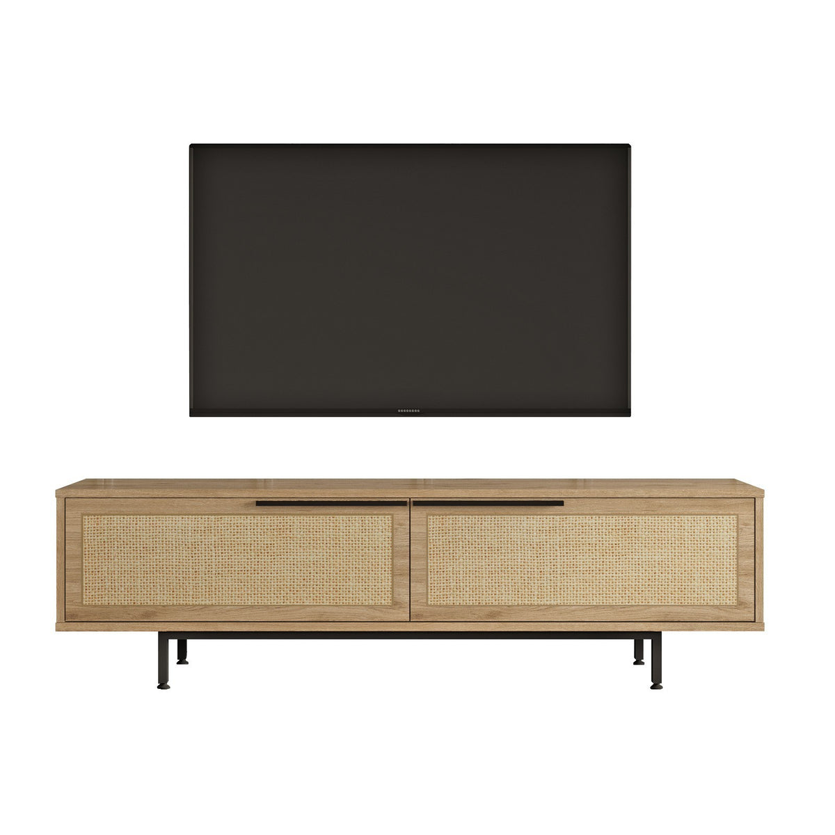 TV Furniture - TV Furniture Japandi Cosmos Walnut Oak Melamine 160x45.1x35.5 cm - Dimehouse