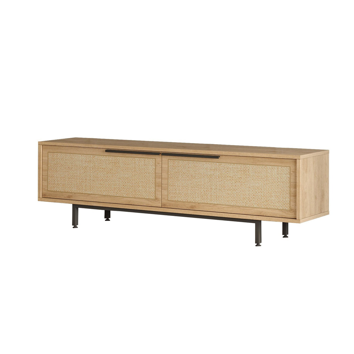 TV Furniture - TV Furniture Japandi Cosmos Walnut Oak Melamine 160x45.1x35.5 cm - Dimehouse